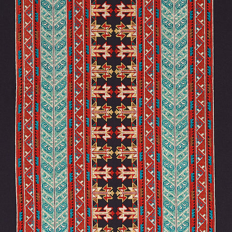 Schumacher Vinka Embroidery Red & Black Fabric - Eade's Wallpaper