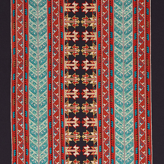 Schumacher Vinka Embroidery Red & Black Fabric - Eade's Wallpaper