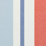 Schumacher Lolland Linen Stripe Sky & Coral Fabric - Eade's Wallpaper