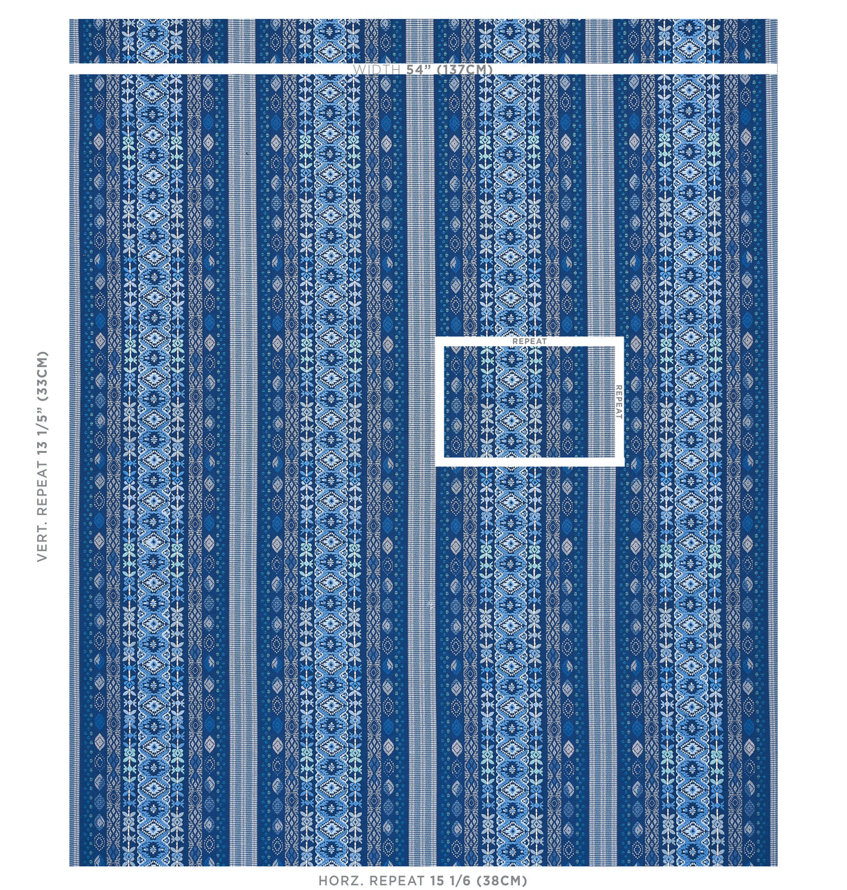 Schumacher Cosima Embroidery Blue Multi Fabric