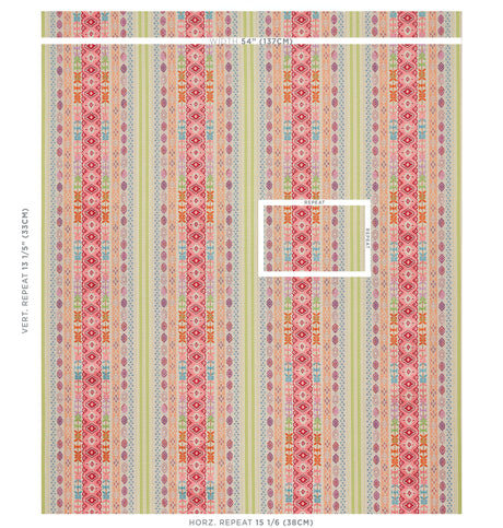 Schumacher Cosima Embroidery Pink Multi Fabric