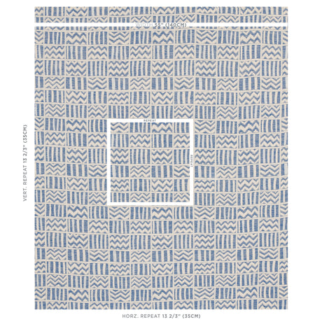 Schumacher Kudu Blue Fabric - Eade's Wallpaper