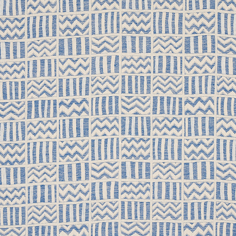 Schumacher Kudu Blue Fabric - Eade's Wallpaper