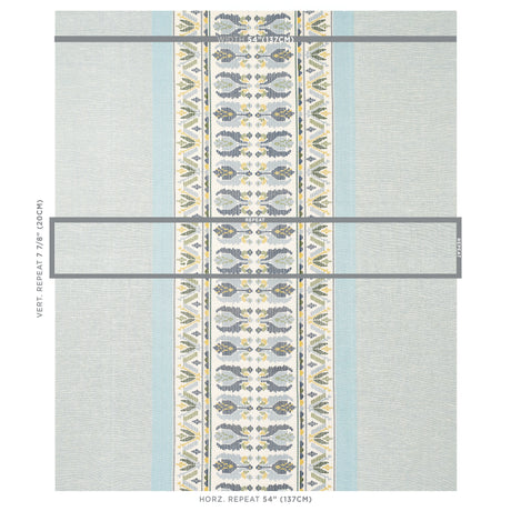Schumacher Sandor Stripe Embroidery Chambray Fabric - Eade's Wallpaper