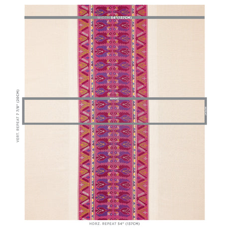 Schumacher Sandor Stripe Embroidery Magenta Fabric - Eade's Wallpaper