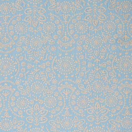 Schumacher Tiana Embroidery Chambray Fabric - Eade's Wallpaper