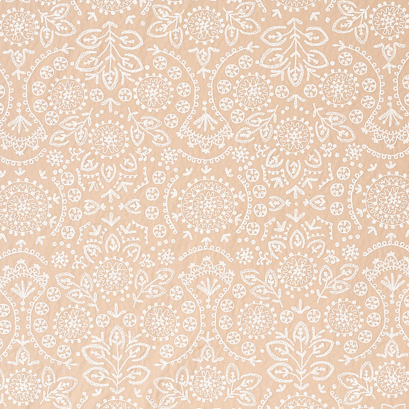 Schumacher Tiana Embroidery Natural Fabric - Eade's Wallpaper