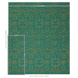 Schumacher Tiana Embroidery Peacock Fabric - Eade's Wallpaper