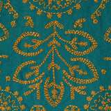 Schumacher Tiana Embroidery Peacock Fabric - Eade's Wallpaper