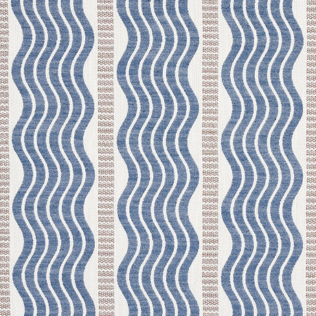 Schumacher Sina Stripe Blue Fabric - Eade's Wallpaper