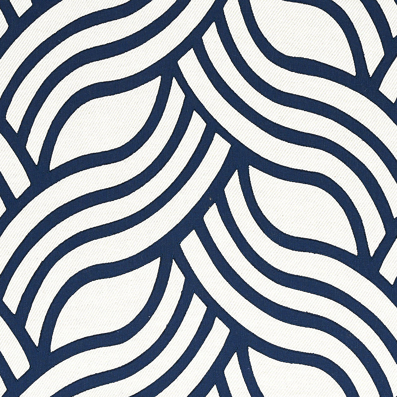 Schumacher Sangomar Appliqué Navy Fabric - Eade's Wallpaper
