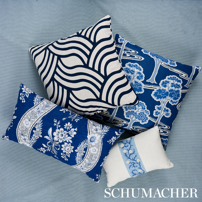 Schumacher Sangomar Appliqué Navy Fabric - Eade's Wallpaper