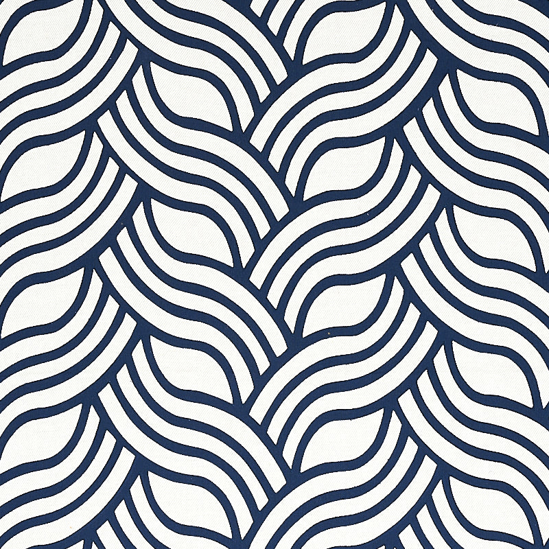 Schumacher Sangomar Appliqué Navy Fabric - Eade's Wallpaper