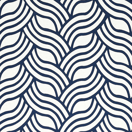 Schumacher Sangomar Appliqué Navy Fabric - Eade's Wallpaper