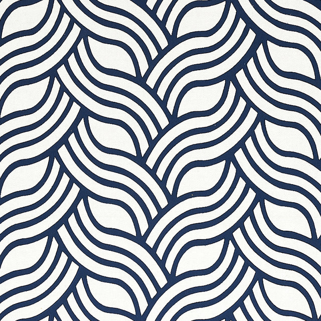 Schumacher Sangomar Appliqué Navy Fabric - Eade's Wallpaper