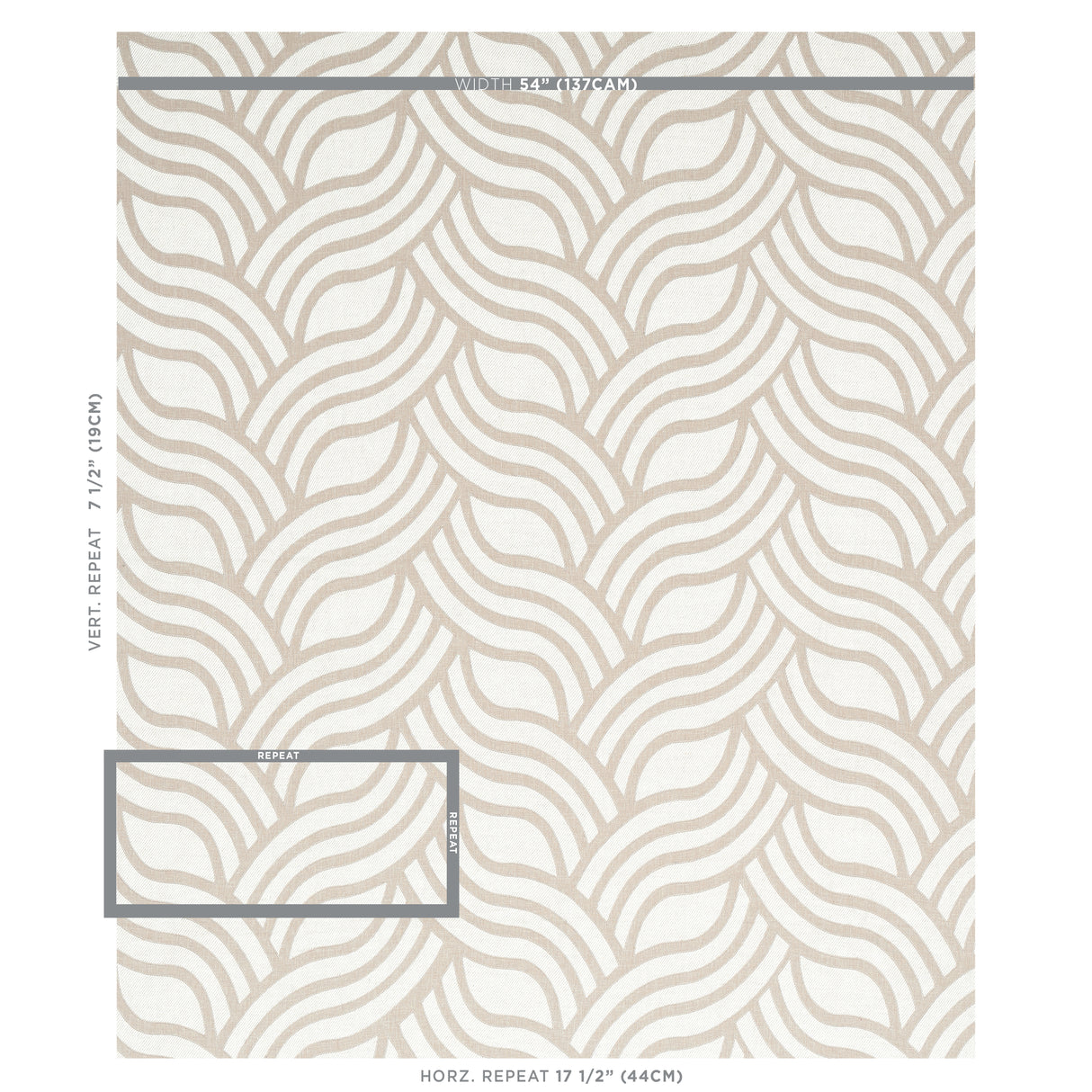 Schumacher Sangomar Appliqué Brown Fabric - Eade's Wallpaper