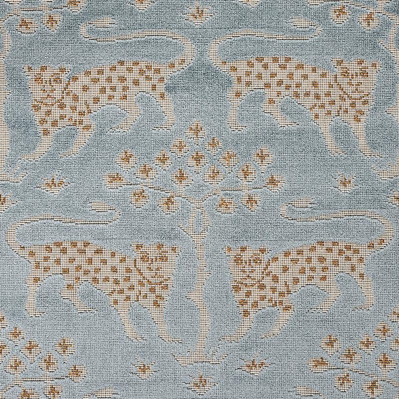 Schumacher Woodland Leopard Velvet Mineral Fabric - Eade's Wallpaper