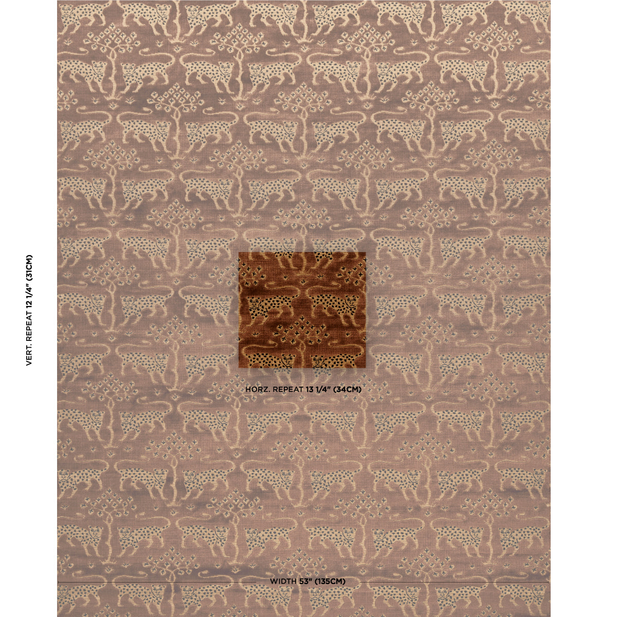 Schumacher Woodland Leopard Velvet Sepia Fabric - Eade's Wallpaper