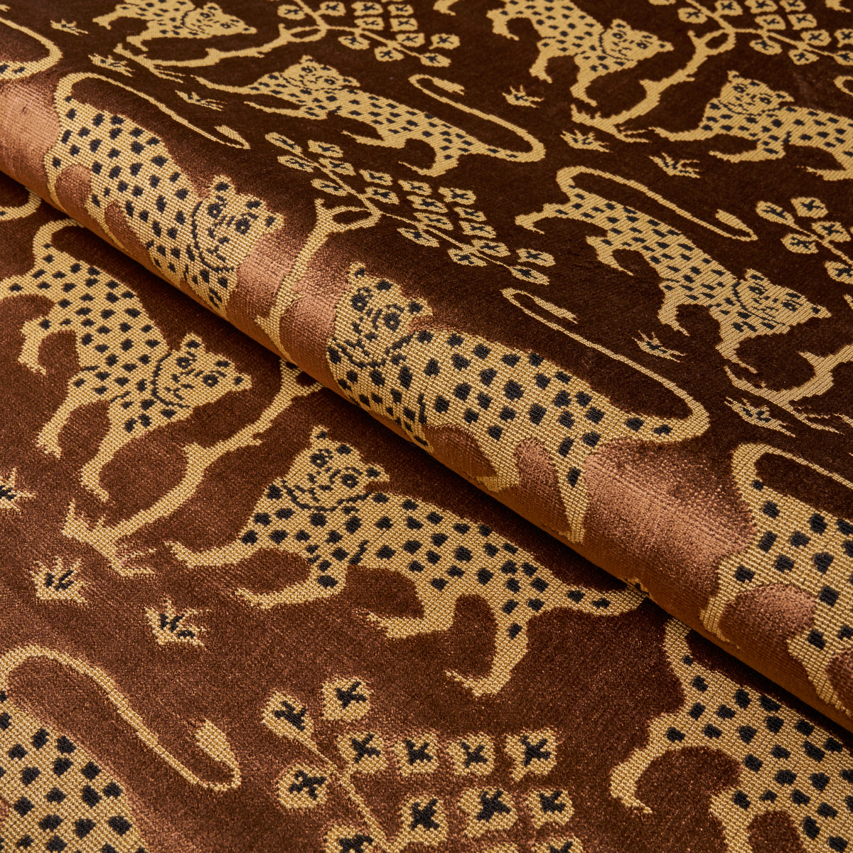 Schumacher Woodland Leopard Velvet Sepia Fabric