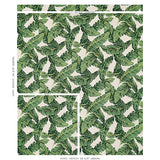 Schumacher Tropical Leaf Épinglé Green & Ivory Fabric - Eade's Wallpaper
