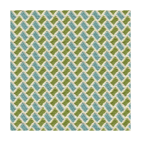 BRUNSCHWIG & FILS 8015112.513.0 NEW BRIQUETAGE AQUA/LIME Fabric - Eade's Wallpaper