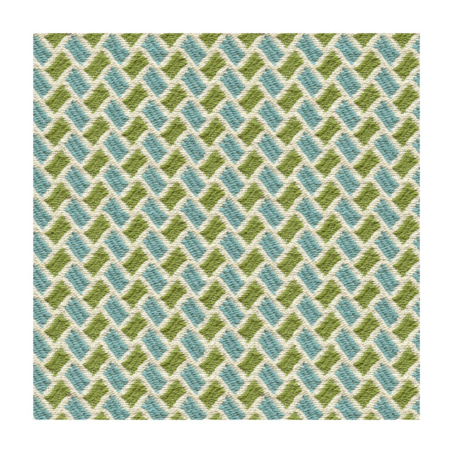 BRUNSCHWIG & FILS 8015112.513.0 NEW BRIQUETAGE AQUA/LIME Fabric - Eade's Wallpaper