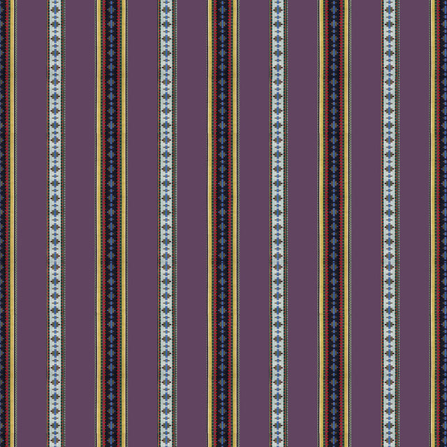 BRUNSCHWIG & FILS 8015147.10.0 RAYURE BRODERIE AUBERGINE Fabric - Eade's Wallpaper