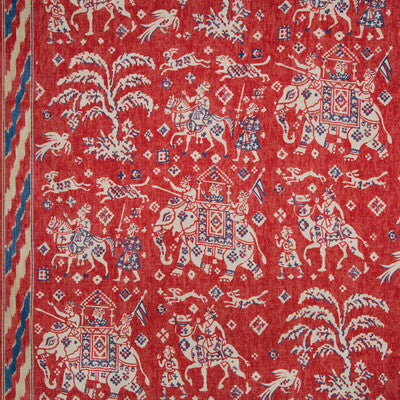 BRUNSCHWIG & FILS 8015175.195.0 ARALAM PRINT FLAME/CADET Fabric - Eade's Wallpaper