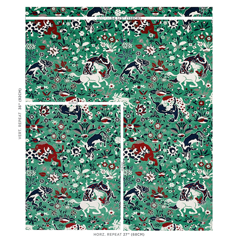 Schumacher Saint Ambrose Velvet Jade Fabric - Eade's Wallpaper