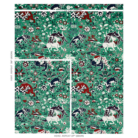 Schumacher Saint Ambrose Velvet Jade Fabric - Eade's Wallpaper