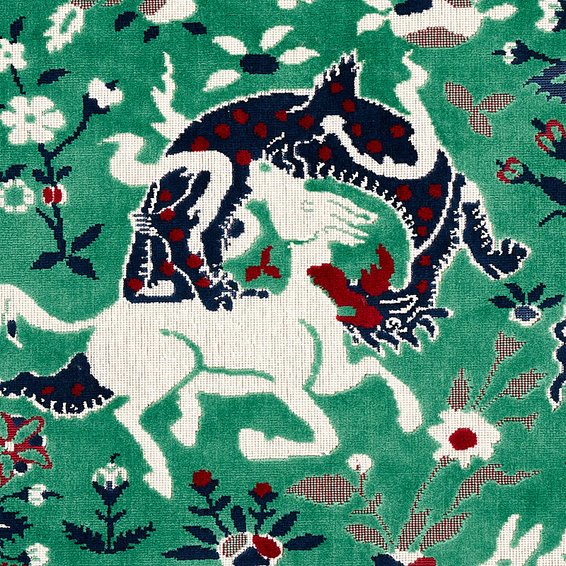 Schumacher Saint Ambrose Velvet Jade Fabric - Eade's Wallpaper