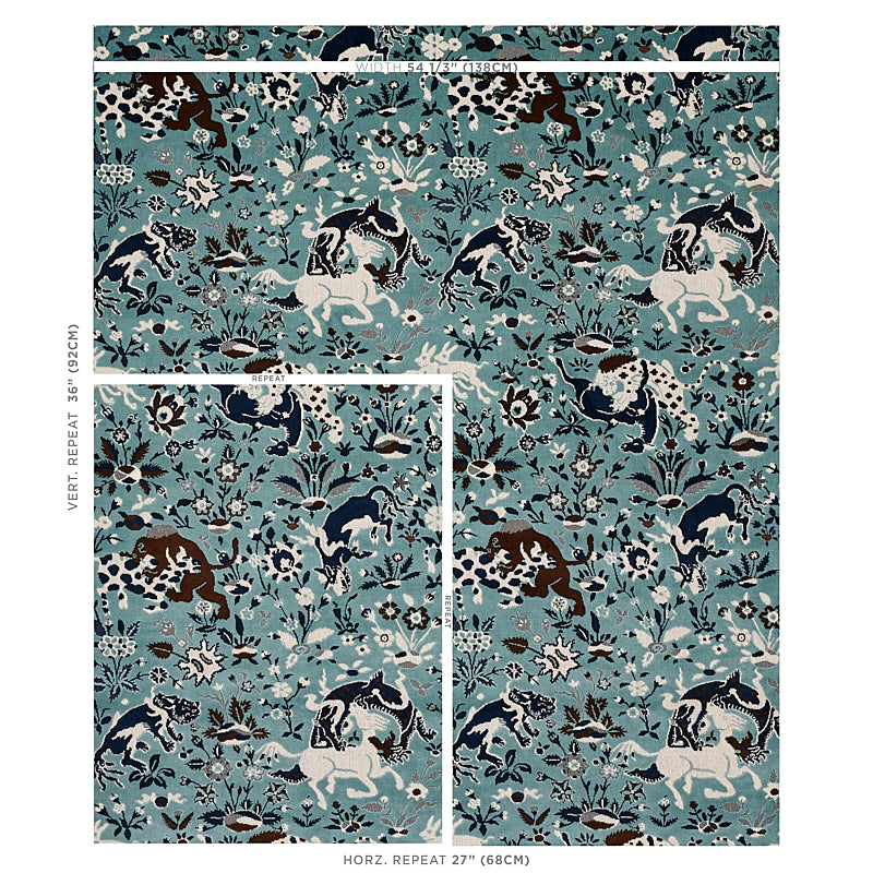 Schumacher Saint Ambrose Velvet Cadet Fabric - Eade's Wallpaper