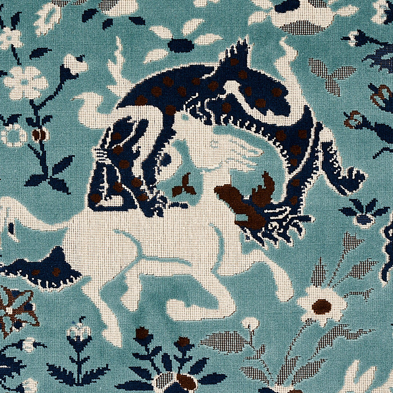Schumacher Saint Ambrose Velvet Cadet Fabric - Eade's Wallpaper