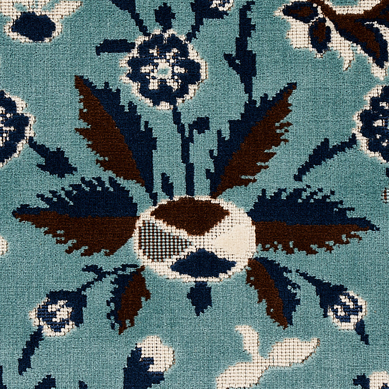 Schumacher Saint Ambrose Velvet Cadet Fabric - Eade's Wallpaper