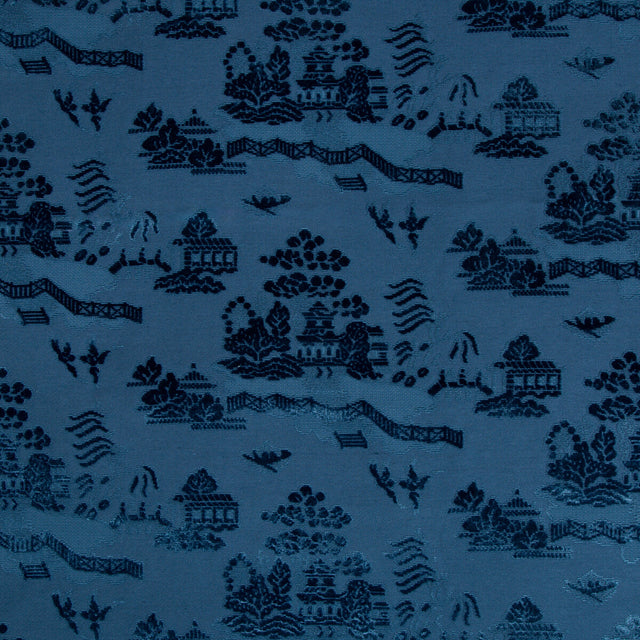 BRUNSCHWIG & FILS 8017129.50.0 LA PAGODE VELVET NAVY Fabric - Eade's Wallpaper