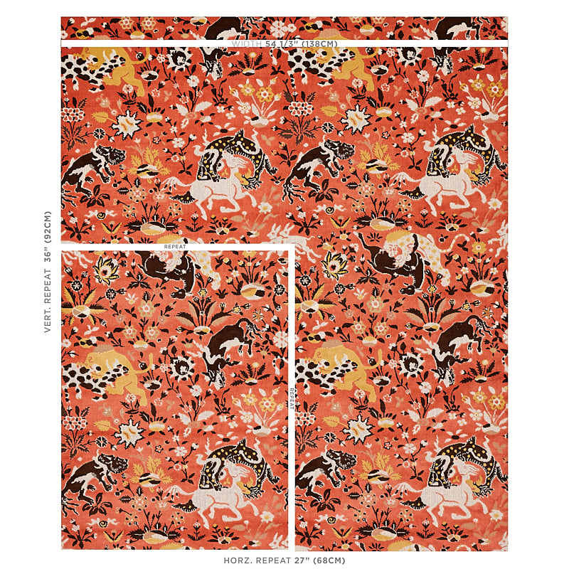 Schumacher Saint Ambrose Velvet Coral Fabric - Eade's Wallpaper