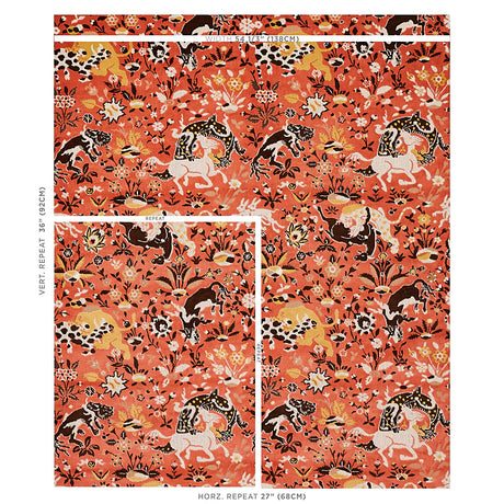 Schumacher Saint Ambrose Velvet Coral Fabric - Eade's Wallpaper