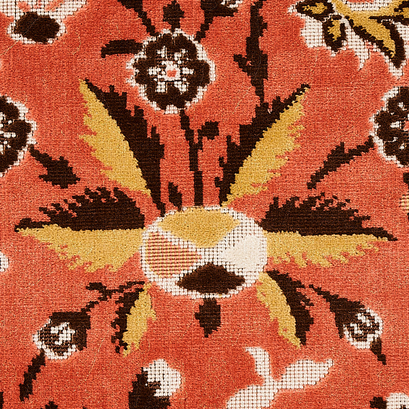 Schumacher Saint Ambrose Velvet Coral Fabric - Eade's Wallpaper