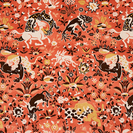 Schumacher Saint Ambrose Velvet Coral Fabric - Eade's Wallpaper