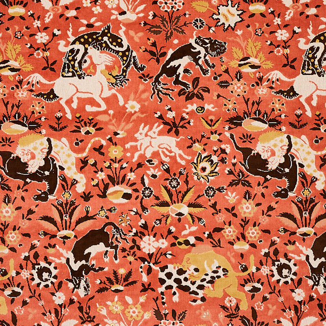 Schumacher Saint Ambrose Velvet Coral Fabric - Eade's Wallpaper