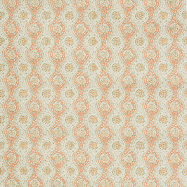 BRUNSCHWIG & FILS 8019129.124.0 NADARI PRINT PEACH/GOLD Fabric - Eade's Wallpaper