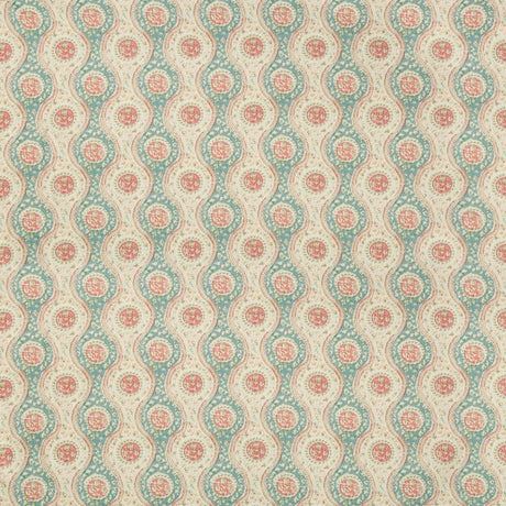 BRUNSCHWIG & FILS 8019129.137.0 NADARI PRINT TEAL/ROSE Fabric - Eade's Wallpaper