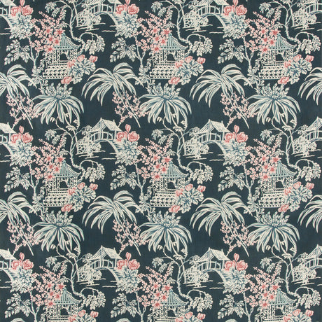 BRUNSCHWIG & FILS 8019138.557.0 TONGLI PRINT MIDNIGHT Fabric - Eade's Wallpaper