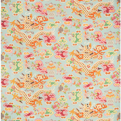 BRUNSCHWIG & FILS 8019140.137.0 MING DRAGON PRINT AQUA Fabric - Eade's Wallpaper