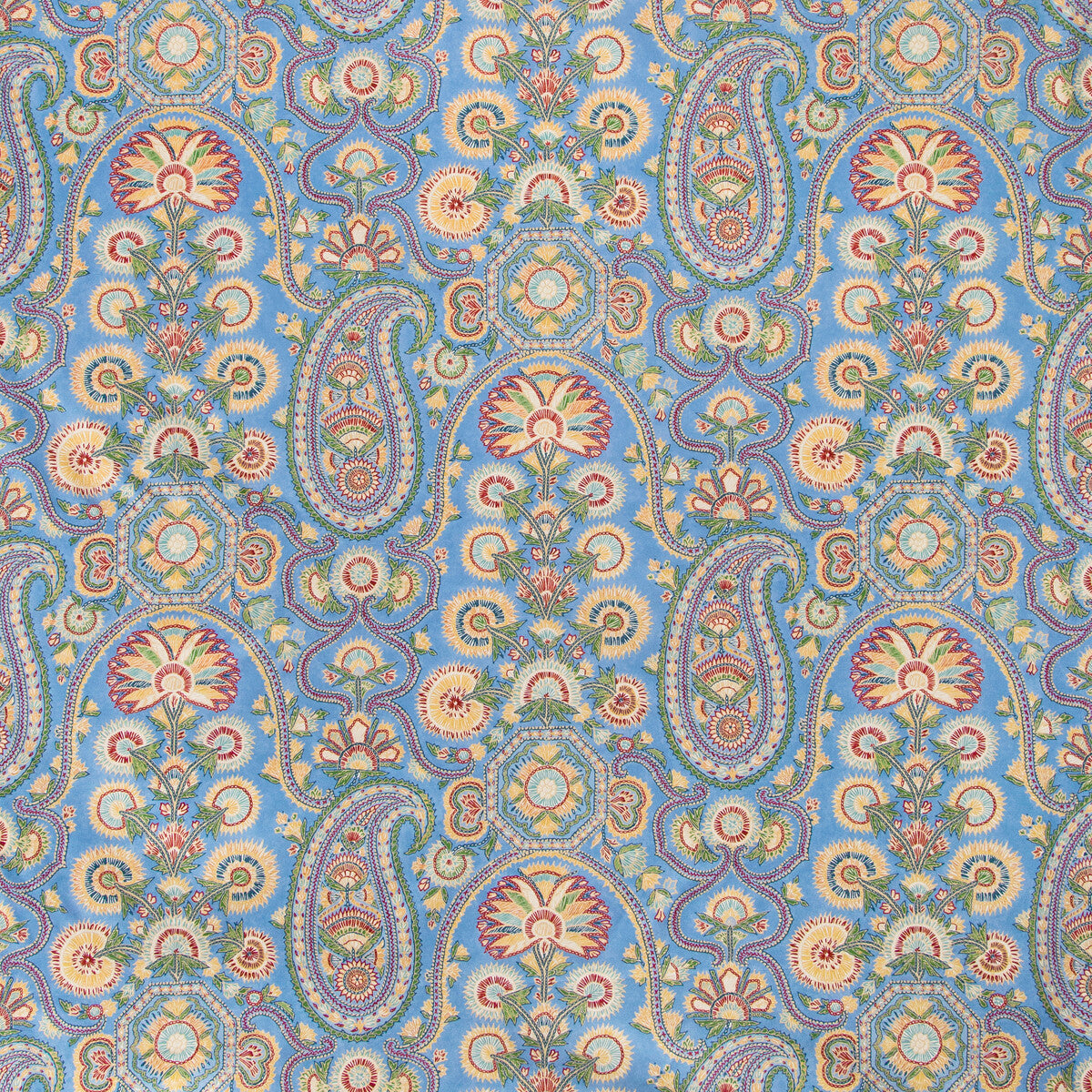 BRUNSCHWIG & FILS 8020100.1519.0 SARAYA PRINT CORNFLOWER Fabric - Eade's Wallpaper