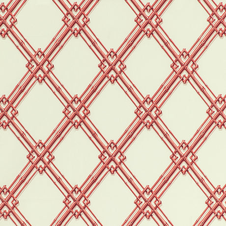 BRUNSCHWIG & FILS 8020127.19.0 LE BAMBOU PRINT RED Fabric - Eade's Wallpaper