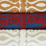 Schumacher Seema Embroidery Ivory On Natural Fabric - Eade's Wallpaper