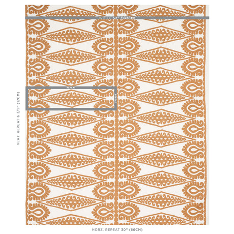 Schumacher Seema Embroidery Gold Fabric - Eade's Wallpaper