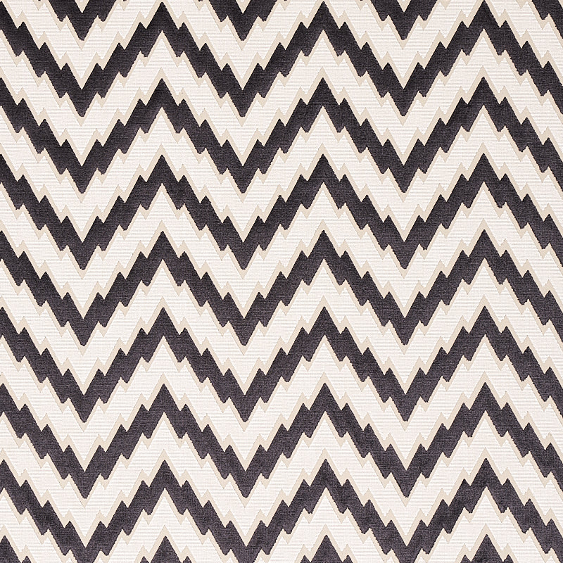 Schumacher Florentine Chevron Velvet Black Fabric