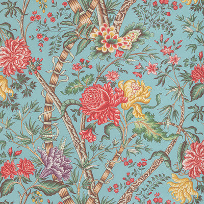 BRUNSCHWIG & FILS 8022100.1319.0 LUBERON PRINT AQUA/MULTI Fabric - Eade's Wallpaper